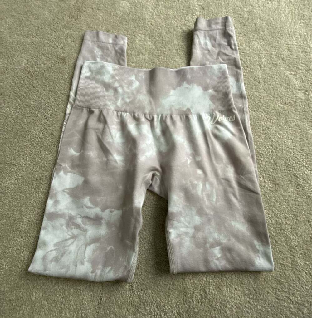 SHE Wolves Neutral Tie-Dye Seamless Ribbed Leggings S